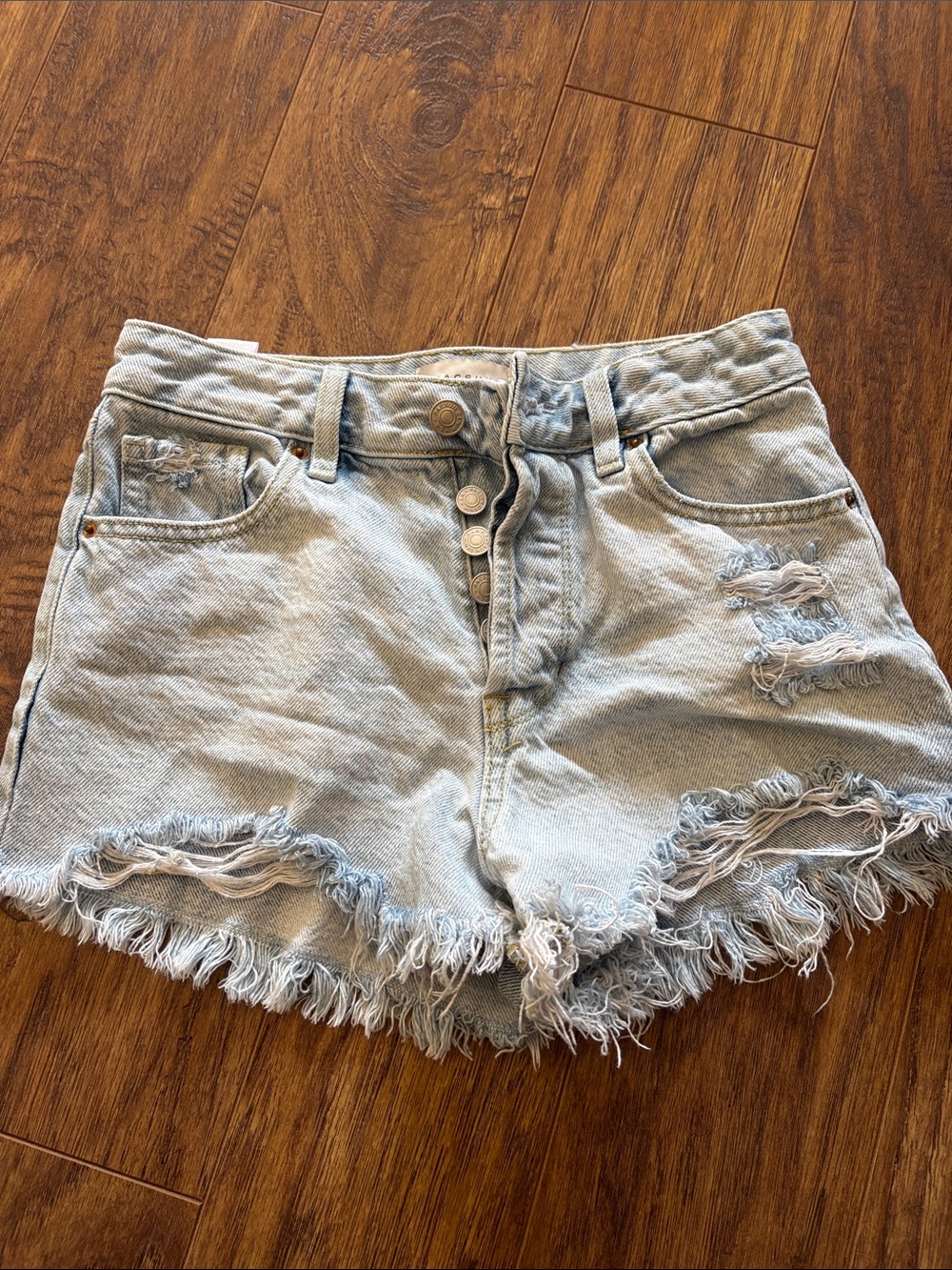 PacSun Light Blue Distressed Denim Shorts Size 24
